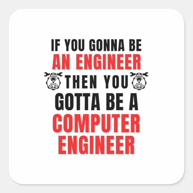 ADESIVO QUADRADO ENGENHEIRO DE HARDWARE DO COMPUTADOR (Frente)