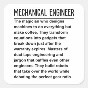 Adesivo Quadrado Engenheiro mecânico