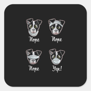Adesivo Quadrado Engraçada Boston Terrier Gift Mouth Nose Mask Cã