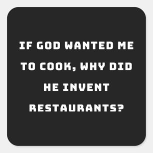 Adesivo Quadrado Engraçada Esposa, Odeio Cozinhar Engraçado.