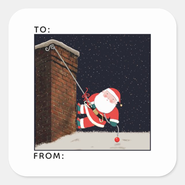 Adesivo Quadrado Engraçada Pedra De Natal Escalando Banheiras De Fe (Frente)