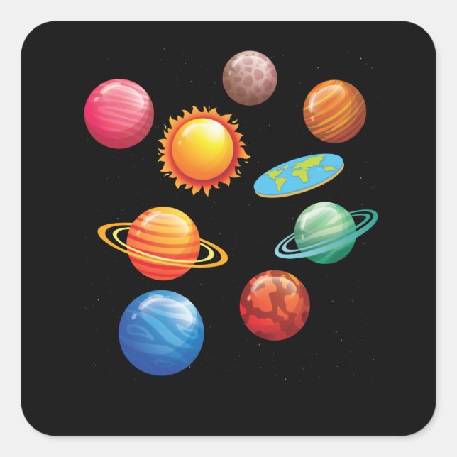 Adesivo Quadrado Engraçada Terra Plana Presente Homens Mulheres Ter (Frente)