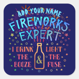 Adesivo Quadrado Engraçado 4 de julho de 2007, especialista em fogo