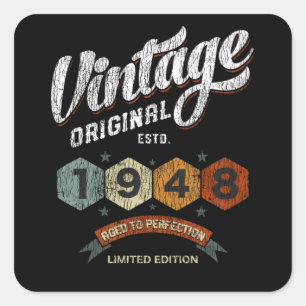 Adesivo Quadrado Engraçado, 77 anos, 1948 Vintage 77º presente de a