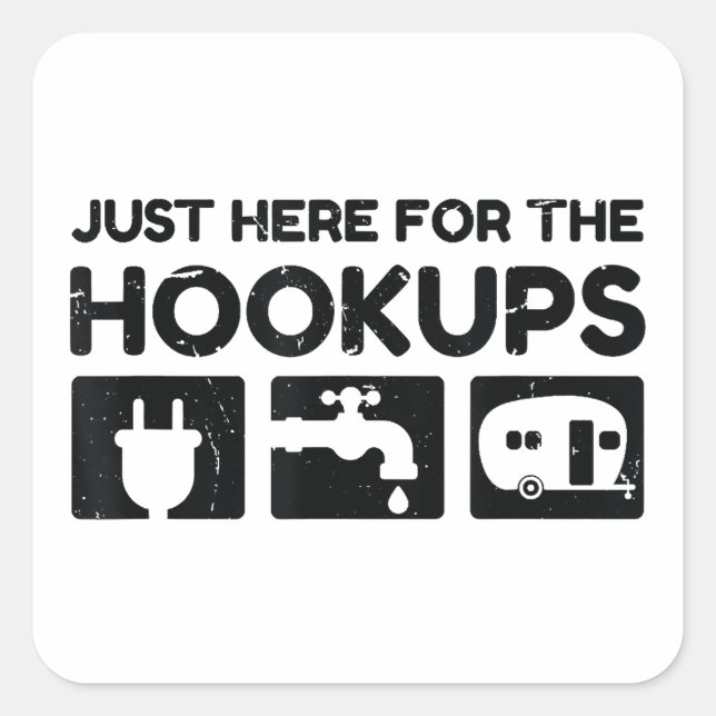 Adesivo Quadrado Engraçado Acampamento RV Caravan Motorhome Aqui Pa (Frente)