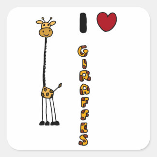 Adesivo Quadrado Engraçado Adoro o desenho da Girafa