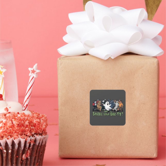 Adesivo Quadrado Engraçado Agite seu mãozinho de vampiro mummy (Festa)