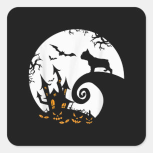 Adesivo Quadrado Engraçado Cachorro Francês E Figurino De Lua No Ha