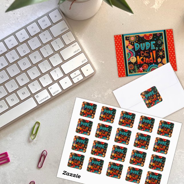 Adesivo Quadrado Engraçado Cara, Seja Bonito E Cheio De Bondade (Criador carregado)