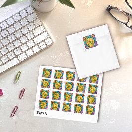 Adesivo Quadrado Engraçado Cara, Seja Bonito E Feliz Bondade Floral