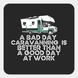 Adesivo Quadrado Engraçado Caravanning, Camping Lover