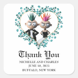 Adesivo Quadrado Engraçado Casamento do Punk