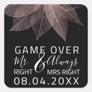Adesivo Quadrado Engraçado Casamento, Sr. Certo. Sempre O Jogo Da D