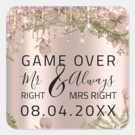 Adesivo Quadrado Engraçado Casamento, Sr. Certo. Sempre O Jogo Da D