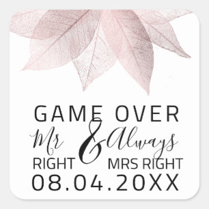 Adesivo Quadrado Engraçado Casamento, Sr. Certo. Sempre O Jogo Da D
