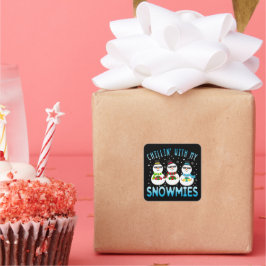 Adesivo Quadrado Engraçado Chilling Com Meu Natal De Neve