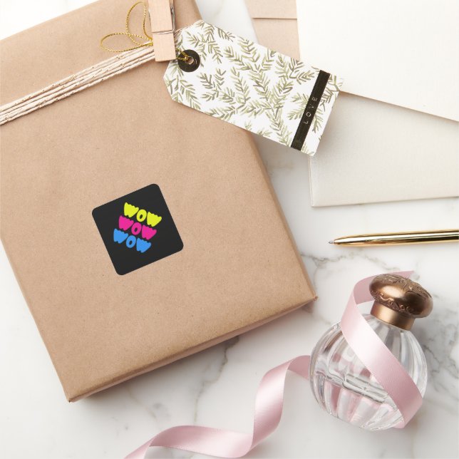 Adesivo Quadrado Engraçado, cor-de-rosa, dizendo amarelo-rosa simpl (Presentear)