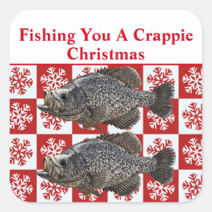 Adesivo Quadrado Engraçado Crappie Pescar Pun Feliz Natal Personali