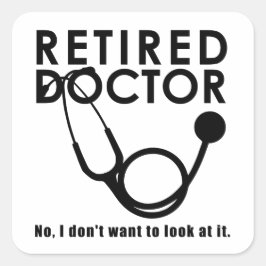 Adesivo Quadrado Engraçado Deitado Médico Stethoscope Retirando a M