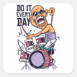 Adesivo Quadrado Engraçado Drummer Drums Presente