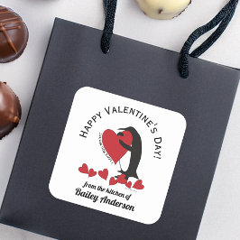 Adesivo Quadrado Engraçado, Engraçado, Penguin Dia de os namorados 