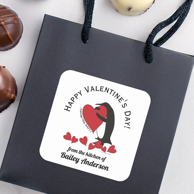 Adesivo Quadrado Engraçado, Engraçado, Penguin Dia de os namorados  (Criador carregado)