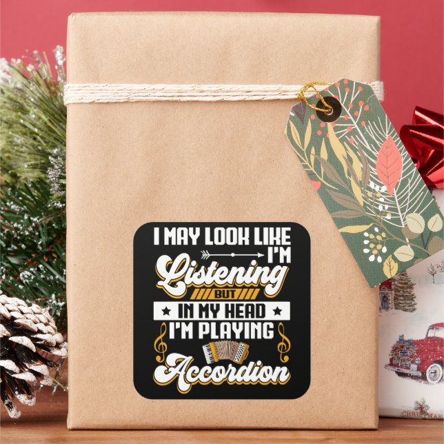 Adesivo Quadrado Engraçado escutar na minha cabeça Estou tocando Ac (Feriado)