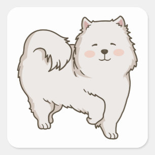 Adesivo Quadrado Engraçado Eskie Puppy Cartoon Cão Mãe Eskimo Am