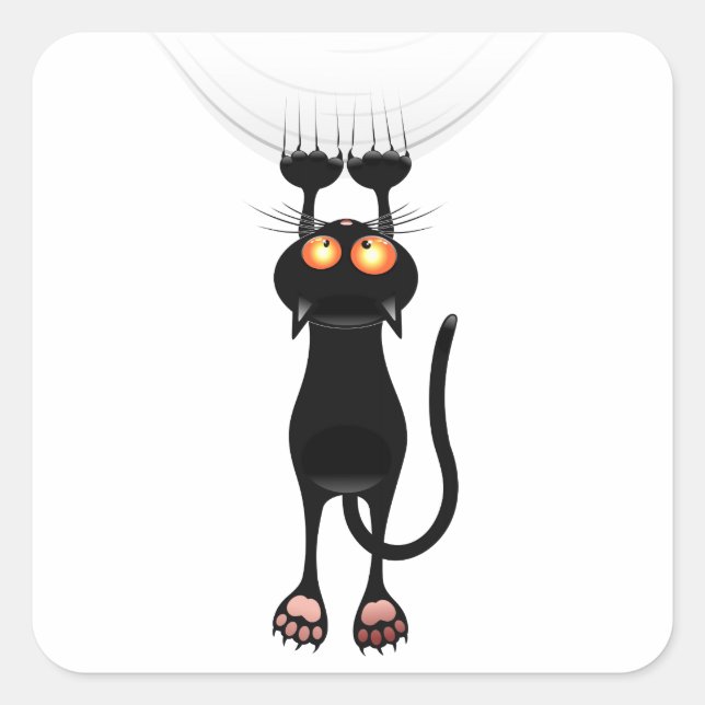 Adesivo Quadrado Engraçado Esperar Gato (Frente)