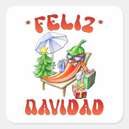 Adesivo Quadrado Engraçado Feliz Navidad, Feliz Natal Feliz Chili