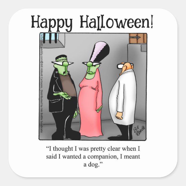 Adesivo Quadrado Engraçado Frankenstein Humor Halloween Stickers (Frente)
