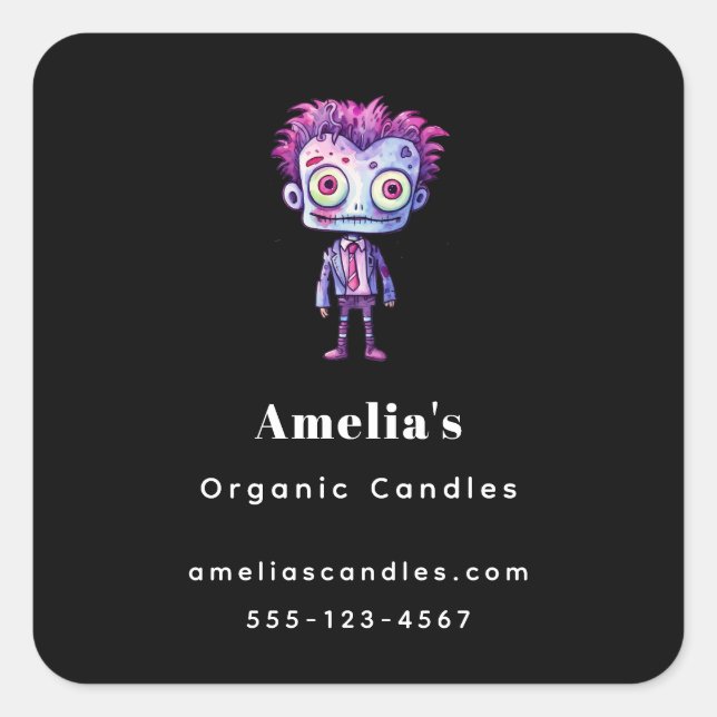 Adesivo Quadrado Engraçado Frankenstein Monster Halloween Divertido (Frente)