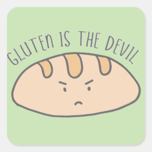 Adesivo Quadrado Engraçado Gluten é o Devil Stickers