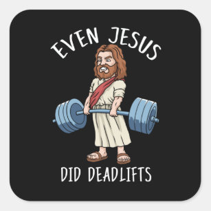 Adesivo Quadrado Engraçado Gym Deu Jesus Malhação de Cristo