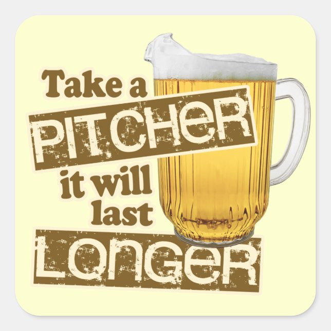 Adesivo Quadrado Engraçado Humor de Bebendo de Cerveja (Frente)