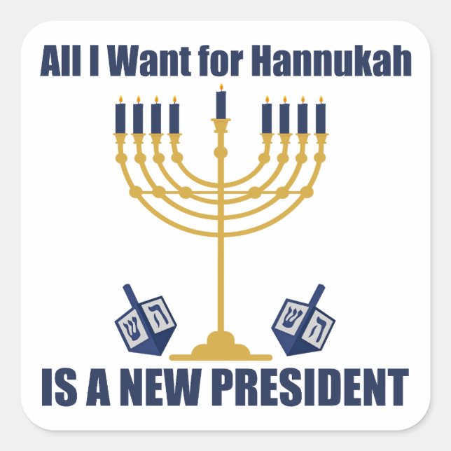 Adesivo Quadrado Engraçado Judeu Anti-Trump Político Hanukkah (Frente)