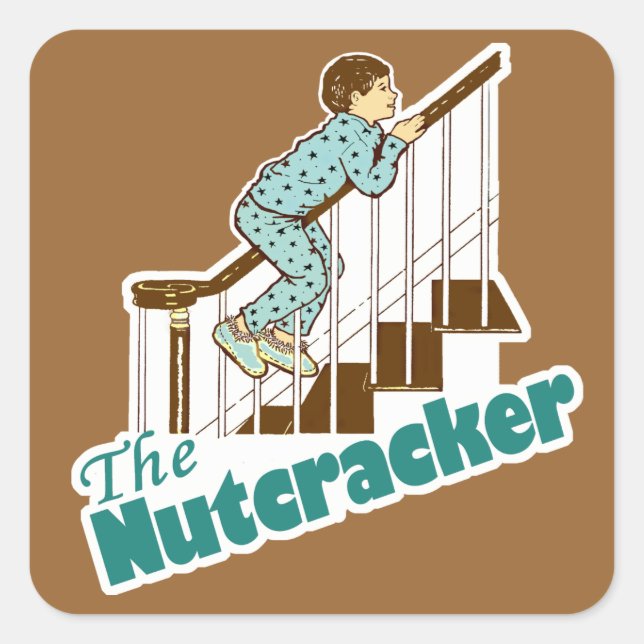 Adesivo Quadrado Engraçado Nutcracker de Natal (Frente)