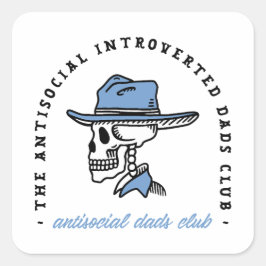 Adesivo Quadrado Engraçado pai introvertido de cowboy pai antissoci