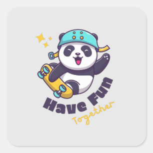 Adesivo Quadrado Engraçado Panda Bonito Para Animais De Sobrevivênc