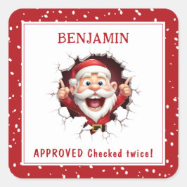 Adesivo Quadrado Engraçado Papai Noel quebrando o nome do Natal