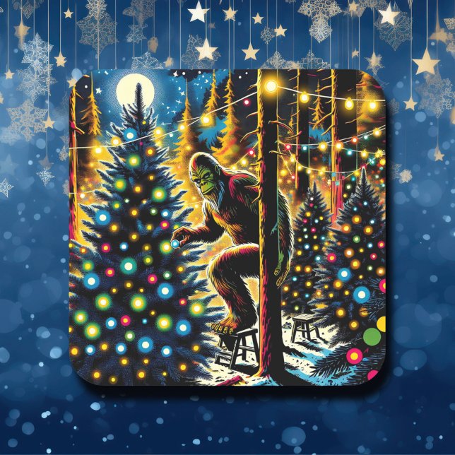 Adesivo Quadrado Engraçado Pé Grande de Natal (Criador carregado)