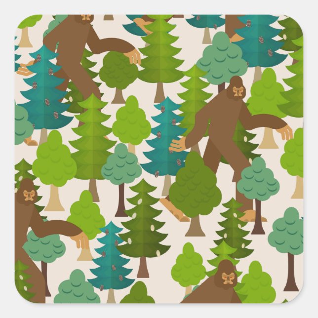 Adesivo Quadrado Engraçado Pé Grande na Floresta (Frente)