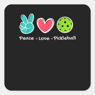 Adesivo Quadrado Engraçado Pickleball Court de Amor pela Paz Jogar