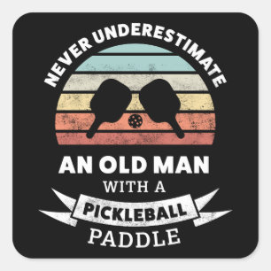 Adesivo Quadrado Engraçado Pickleball Paddle Gift para o vovô