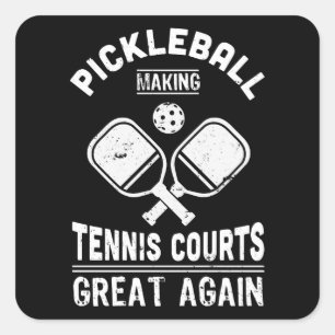 Adesivo Quadrado Engraçado Pickleball Tênis Courts Dink Gift