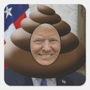 Adesivo Quadrado Engraçado Poop Emoji Head