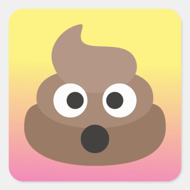 Adesivo Quadrado Engraçado Poop Emoji Stickers (Frente)