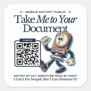 Adesivo Quadrado Engraçado Retro Mobile Notary Public Marketing