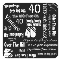 Engraçado Sayings aniversário de 40 anos Black