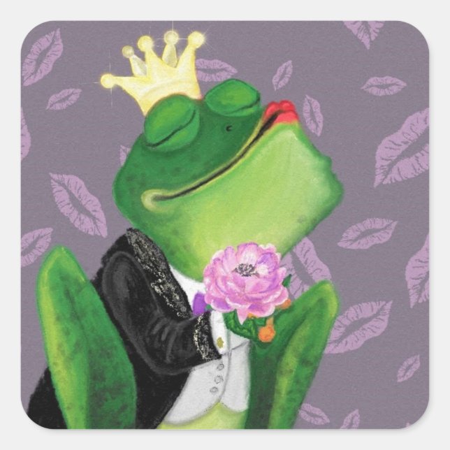 Adesivo Quadrado Engraçado Sticker com Sapo Prince (Frente)